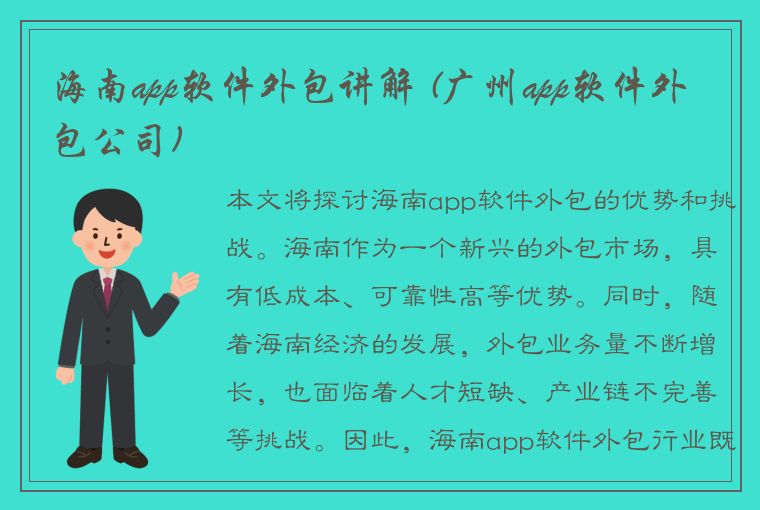 海南app软件外包讲解 (广州app软件外包公司)