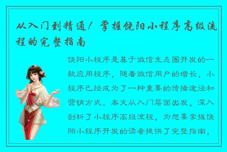 从入门到精通！掌握饶阳小程序高级流程的完整指南