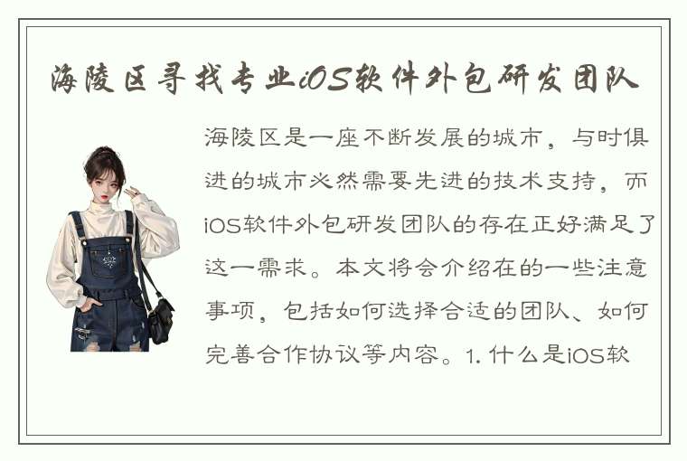 海陵区寻找专业iOS软件外包研发团队